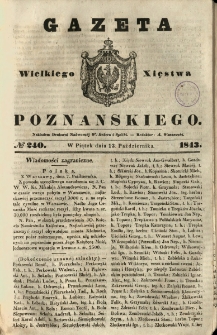 Gazeta Wielkiego Xięstwa Poznańskiego 1843.10.13 Nr240