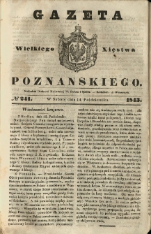 Gazeta Wielkiego Xięstwa Poznańskiego 1843.10.14 Nr241
