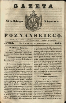 Gazeta Wielkiego Xięstwa Poznańskiego 1843.10.17 Nr243