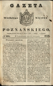 Gazeta Wielkiego Xięstwa Poznańskiego 1843.11.27 Nr278