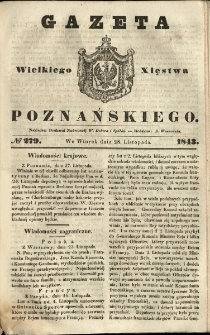 Gazeta Wielkiego Xięstwa Poznańskiego 1843.11.28 Nr279
