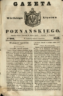 Gazeta Wielkiego Xięstwa Poznańskiego 1843.12.09 Nr289