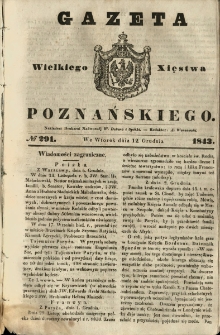 Gazeta Wielkiego Xięstwa Poznańskiego 1843.12.12 Nr291