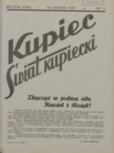 Kupiec-Świat Kupiecki; pisma złączone; oficjalny organ kupiectwa Polski Zachodniej 1939.04.23 R.33 Nr17