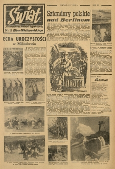 Świat. Ilustrowany dodatek tygodniowy Głosu Wielkopolskiego. 1948.05.09 R.3 nr19