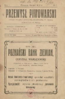 Przemysł Piwowarski : organ Związku Właścicieli Browar&oacute;w w Polsce 1922.08 R.1 Nr3