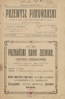 Przemysł Piwowarski : organ Związku Właścicieli Browarów w Polsce 1922.08 R.1 Nr3