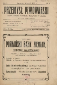 Przemysł Piwowarski : organ Związku Właścicieli Browarów w Polsce 1922.09 R.1 Nr4