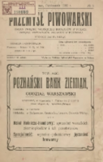 Przemysł Piwowarski : organ Związku Właścicieli Browarów w Polsce 1922.10 R.1 Nr5