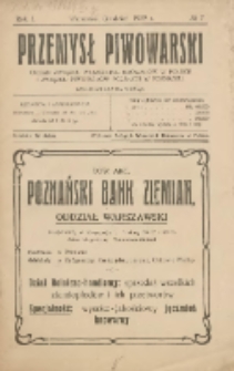 Przemysł Piwowarski : organ Związku Właścicieli Browar&oacute;w w Polsce 1922.12 R.1 Nr7