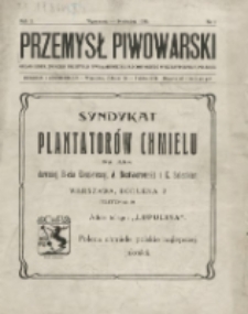 Przemysł Piwowarski : organ Centr. Związku Przemysłu Piwowarskiego i Słodowniczego w Rzeczypospolit. Polskiej 1925.04 R.3 Nr1