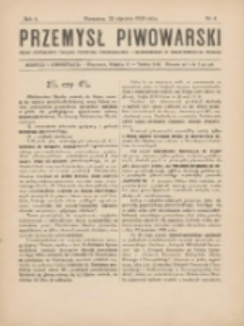 Przemysł Piwowarski : organ Centr. Związku Przemysłu Piwowarskiego i Słodowniczego w Rzeczypospolit. Polskiej 1926.01.23 R.4 Nr4