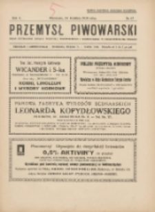 Przemysł Piwowarski : organ Centr. Związku Przemysłu Piwowarskiego i Słodowniczego w Rzeczypospolit. Polskiej 1926.04.24 R.4 Nr17