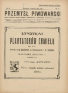 Przemysł Piwowarski : organ Centr. Związku Przemysłu Piwowarskiego i Słodowniczego w Rzeczypospolit. Polskiej 1926.06.05 R.4 Nr23