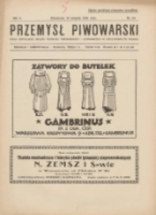 Przemysł Piwowarski : organ Centr. Związku Przemysłu Piwowarskiego i Słodowniczego w Rzeczypospolit. Polskiej 1926.08.21 R.4 Nr34