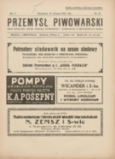 Przemysł Piwowarski : organ Centr. Związku Przemysłu Piwowarskiego i Słodowniczego w Rzeczypospolit. Polskiej 1926.08.29 R.4 Nr35