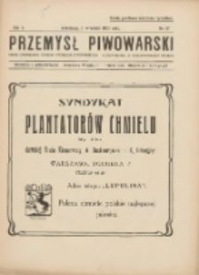 Przemysł Piwowarski : organ Centr. Związku Przemysłu Piwowarskiego i Słodowniczego w Rzeczypospolit. Polskiej 1926.09.11 R.4 Nr37
