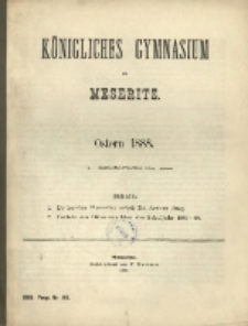 K&ouml;nigliches Gymnasium zu Meseritz : Ostern ...