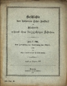 Geschichte der höheren Lehr-Anstalt zu Meseritz während ihres fünfzigjährigen Bestehens : zum 7. Mai, dem Gedenktag der Eröffnung der Schule