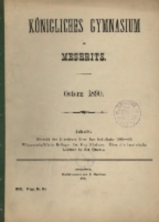 K&ouml;nigliches Gymnasium zu Meseritz : Ostern ...