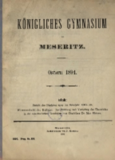 K&ouml;nigliches Gymnasium zu Meseritz : Ostern ...