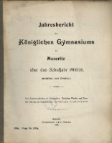 Jahresbericht des Königliches Gymnasium zu Meseritz über das Schuljahr ...