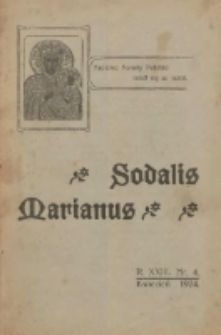 Sodalis Marianus : miesięcznik, organ sodalicyj polskich 1924.04 R.23 Nr4