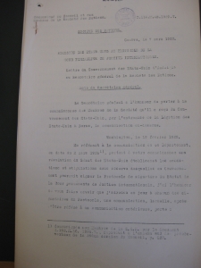Societe des Nations. Note du Secr&eacute;taire g&eacute;n&eacute;ral 07.03.1929