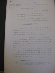 Societe des Nations. Note du Secrétaire général 07.03.1929