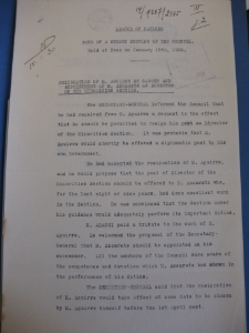 League of Nations. Note of a Secret Meeting of the Council 15.01.1929
