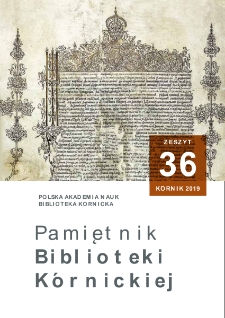Spis treści. Pamiętnik Biblioteki Kórnickiej. Z.36