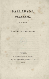 Balladyna: tragedija w 5 aktach