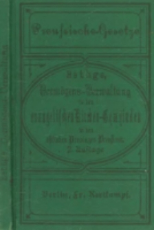 Die Verm&ouml;gens-Verwaltung in den evangelischen Kirchengemeinden: systematische Darstellung der in den &ouml;stlichen Provinzen Preussens bestehenden Rechtsverh&auml;ltnisse