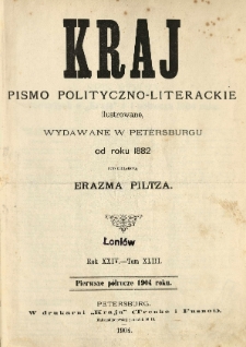 Kraj: pismo polityczno - literackie. 1904.01.03(16) R.23 No.1