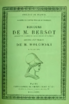 Discours de M. Bersot, ... prononcé aux funérailles de M. Wolowski, le 18 août 1876.
