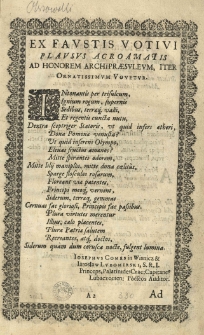 Fausta votivi plausus acroamata [...] Andreae in Olszowa Olszowski [...] a [...] Iuventute Academica [...] dedicata