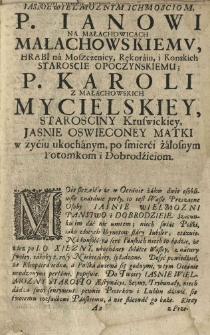 [Srzeniawa żal&oacute;w oceanem płynący [...] przez Woyciecha Antoniego Micińskiego [...]