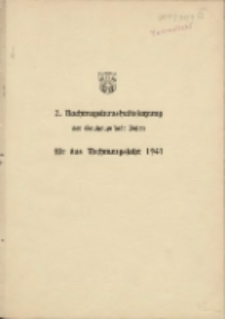 1941 2.Nachtraghaushaltssatzung der Gauhaupstadt Posen für das Rechnungsjahr 1941