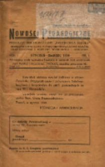 Nowości Pedagogiczne: przegląd bibliograficzny "Przyjaciela Szkoly": bezplatny kwartalnik, poświęcony propagandzie książek oraz czasopism z dziedziny wychowania i nauczania 1930 styczeń-marzec R.1 Nr1