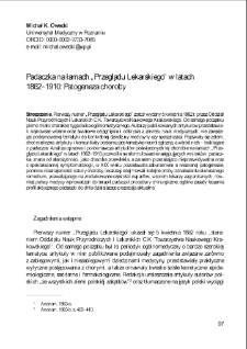 Padaczka na łamach &bdquo;Przeglądu Lekarskiego&rdquo; w latach 1862&ndash;1910: Patogeneza choroby