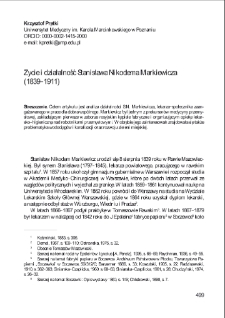 Życie i działalność Stanisława Nikodema Markiewicza (1839&ndash;1911)