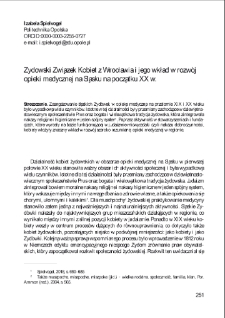 Żydowski Związek Kobiet z Wrocławia i jego wkład w rozwój opieki medycznej na Śląsku na początku XX w.