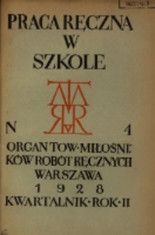 Praca Ręczna w Szkole : organ Tow. Miłośnik&oacute;w Rob&oacute;t Ręcznych 1928 R.2 Nr4