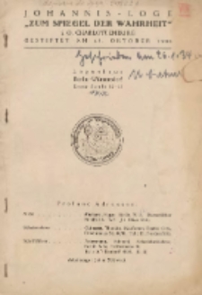 Mitglieder-Verzeichniss Johannus-Loge "Zum Spiegel der Wahrheit" i.O.Charlottenburg gestifted am 18.Oktober 1900