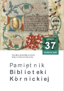 Spis treści. Pamiętnik Biblioteki Kórnickiej. Z.37