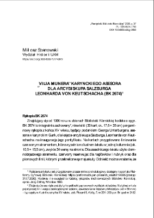 "Vilia Munera" karynckiego asesora dla arcybiskupa Salzburga Leonharda von Keutschacha (BK 2674). Pamiętnik Biblioteki Kórnickiej. Z.37