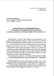 Z dedykacją dla książęcego syna. O renesansowej oprawie kr&oacute;lewieckiej Kaspara Anglera w zbiorach Biblioteki K&oacute;rnickiej. Pamiętnik Biblioteki K&oacute;rnickiej. Z.37