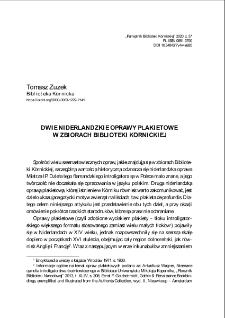 Dwie niderlandzkie oprawy plakietowe w zbiorach Biblioteki K&oacute;rnickiej. Pamiętnik Biblioteki K&oacute;rnickiej. Z.37