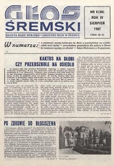 Głos Śremski 1987.08 R.4 Nr8(38)