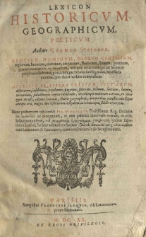 Lexicon historicum, geographicum, poeticum. Authore Carolo Stephano [...]